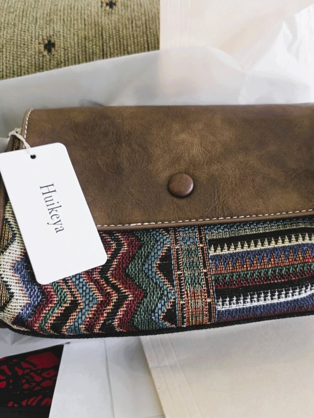 NWT! Boho Purse Shoulder Bag -Faux Leather & Denim w/Colorful Embroidered Design - Picture 10 of 10